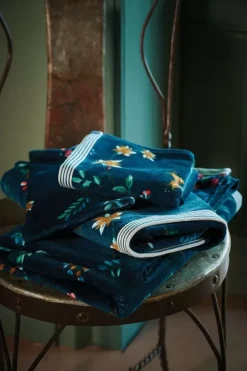 Pip Studio Handdoeken<Badhanddoek Set/3 Les Fleurs Donker 55X100 Cm Blauw