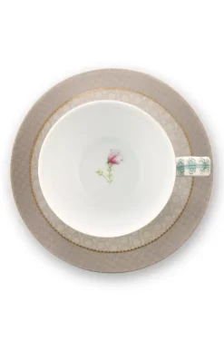 Pip Studio Kop/Schotel<Blushing Birds Cappuccino Kop & Schotel Khaki