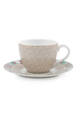 Pip Studio Kop/Schotel<Blushing Birds Espresso Kop & Schotel Khaki