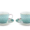 Pip Studio Kop/Schotel<Blushing Birds Set/2 Espresso Kop & Schotel Blauw