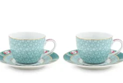 Pip Studio Kop/Schotel<Blushing Birds Set/2 Espresso Kop & Schotel Blauw