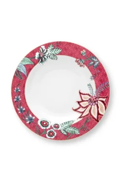 Pip Studio Diepe Borden<Flower Festival Diep Bord Donker 21.5 Cm Roze