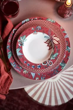 Pip Studio Diepe Borden<Flower Festival Diep Bord Donker 21.5 Cm Roze