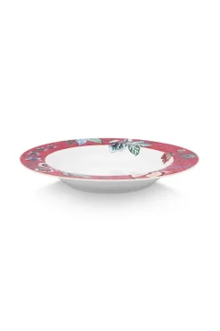 Pip Studio Diepe Borden<Flower Festival Diep Bord Donker 21.5 Cm Roze