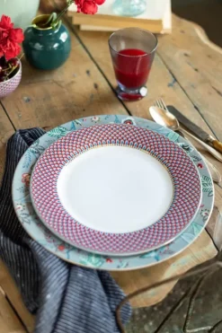 Pip Studio Dinerborden<Flower Festival Dinerbord Rood/Lichtblauw 26.5 Cm Multi