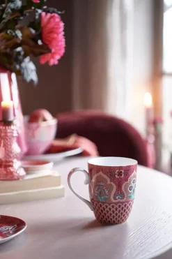 Pip Studio Theemokken<Flower Festival Mok Groot Deco Donker Roze