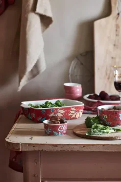 Pip Studio Ovenschalen<Flower Festival Serveerschaal Rechthoekig Donker Roze