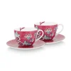 Pip Studio Kop/Schotel<Flower Festival Set/2 Cappuccino Kop & Schotel Donkerroze