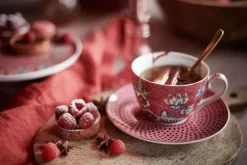 Pip Studio Kop/Schotel<Flower Festival Set/2 Cappuccino Kop & Schotel Donkerroze