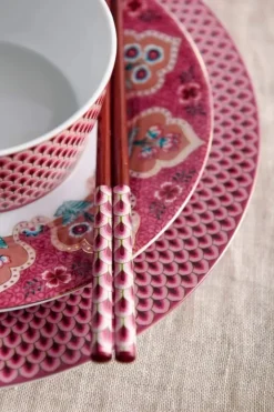 Pip Studio Sets Porseleinen Sets<Flower Festival Set/4 Dinerborden Donker 26.5Cm Roze
