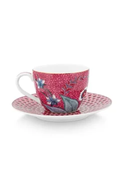 Pip Studio Sets Porseleinen Sets<Flower Festival Set/2 Espresso Kop & Schotel Donker Roze