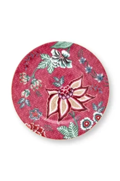 Pip Studio Sets Porseleinen Sets<Flower Festival Set/4 Gebaksborden Donker 17Cm Roze