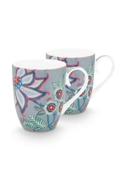Pip Studio Sets Porseleinen Sets<Flower Festival Set/2 Mokken Groot Licht Blauw