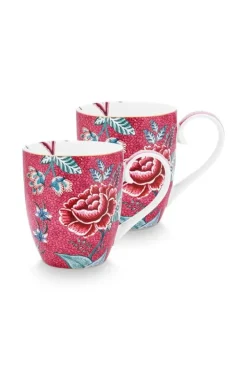Pip Studio Sets Porseleinen Sets<Flower Festival Set/2 Mokken Xl Donker Roze
