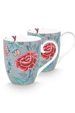 Pip Studio Sets Porseleinen Sets<Flower Festival Set/2 Mokken Xl Licht Blauw