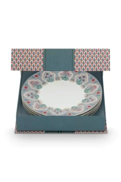 Pip Studio Sets Porseleinen Sets<Flower Festival Set/4 Ontbijtborden Licht 21Cm Blauw
