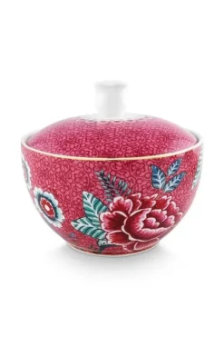 Pip Studio Suikerpotten<Flower Festival Suikerpot Donker Roze