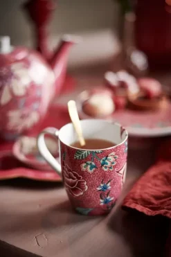 Pip Studio Sets Porseleinen Sets<Flower Festival Thee Set/3 Groot Donker Roze