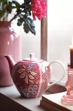 Pip Studio Sets Porseleinen Sets<Flower Festival Thee Set/3 Groot Donker Roze