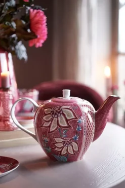 Pip Studio Theepotten<Flower Festival Theepot Groot Donker Roze