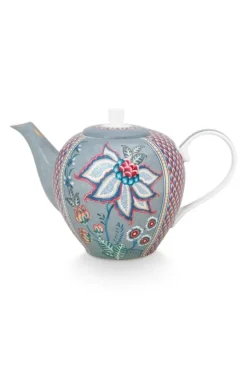 Pip Studio Theepotten<Flower Festival Theepot Groot Licht Blauw