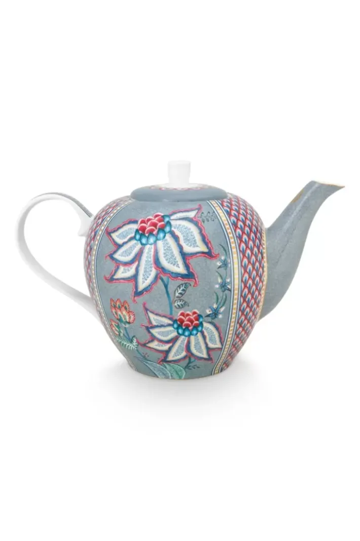 Pip Studio Theepotten<Flower Festival Theepot Groot Licht Blauw