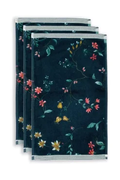 Pip Studio Gastendoekjes<Gastendoek Set/3 Les Fleurs Donker 30X50 Cm Blauw