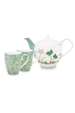 Pip Studio Sets Porseleinen Sets<Jolie Set/3 Thee Set Groot Flowers Blauw