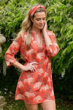 Pip Studio Jurken<Jurk Flora Firenze Koraal Rood