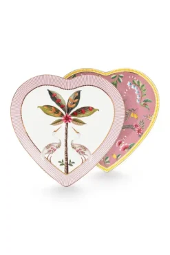 Pip Studio Ontbijtborden<La Majorelle Set/2 Hartvormige Borden Roze