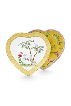 Pip Studio Sets Porseleinen Sets<La Majorelle Set/2 Hartvormige Borden Geel