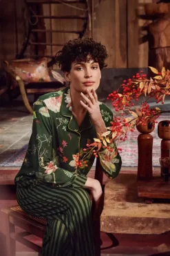 Pip Studio Broeken<Lange Broek Sumo Stripe Donker Groen