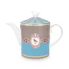 Pip Studio Theepotten<Love Birds Theepot Medium Blauw/Khaki Multi