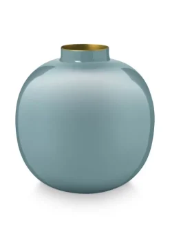 Pip Studio Grote Vazen<Metalen Vaas Licht 23 Cm Blauw