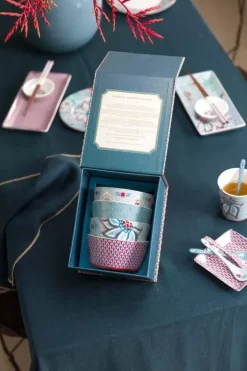 Pip Studio Sets Porseleinen Sets<Oriental Flower Festival Set/4 Kommen 12Cm Blauw