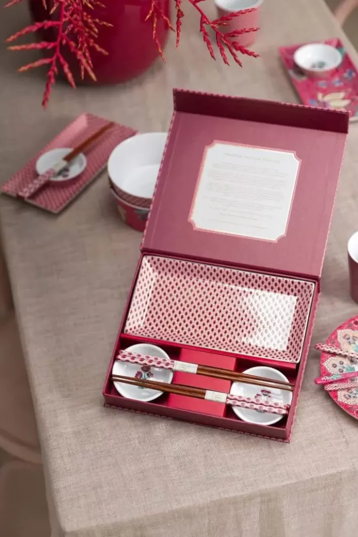 Pip Studio Sets Porseleinen Sets<Oriental Flower Festival Set/6 Sushi Donker Roze