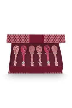 Pip Studio Sets Porseleinen Sets<Oriental Flower Festival Set/6 Theelepels Donker Roze