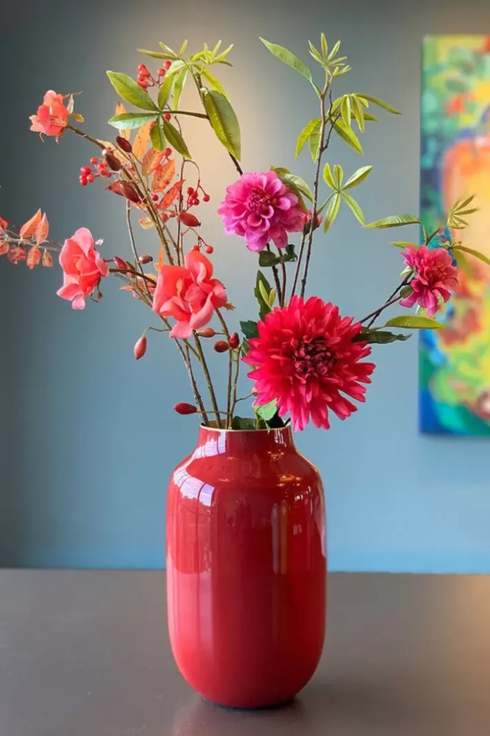 Pip Studio Grote Vazen<Ovale Vaas Metaal 30 Cm Rood