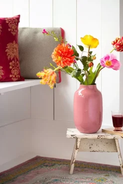 Pip Studio Grote Vazen<Ovale Vaas Metaal Oud 30 Cm Roze