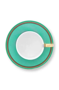 Pip Studio Kop/Schotel<Pip Chique Stripes Cappuccino Kop & Schotel Roze/Groen