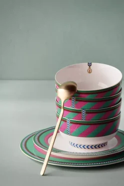 Pip Studio Dinerborden<Pip Chique Stripes Dinerbord Roze/Groen 28Cm