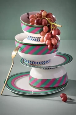 Pip Studio Kommen<Pip Chique Stripes Kom Roze/Groen 18Cm