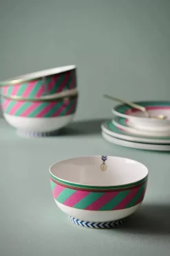 Pip Studio Kommen<Pip Chique Stripes Kom Roze/Groen 15.5Cm