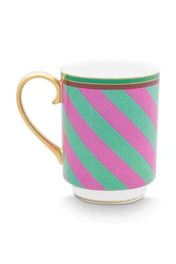 Pip Studio Theemokken<Pip Chique Stripes Mok Groot Roze/Groen 350Ml