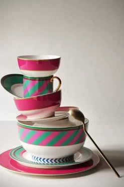 Pip Studio Ontbijtborden<Pip Chique Stripes Ontbijtbord Roze/Groen 23Cm