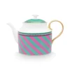 Pip Studio Theepotten<Pip Chique Stripes Theepot Groot Roze/Groen