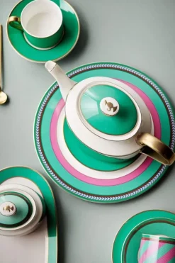 Pip Studio Theepotten<Pip Chique Stripes Theepot Groot Roze/Groen