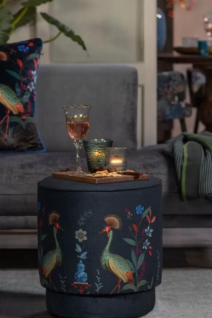 Pip Studio Poefen En Stoelen<Poef Medium Flirting Birds Blauw
