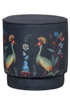 Pip Studio Poefen En Stoelen<Poef Medium Flirting Birds Blauw
