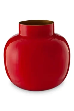 Pip Studio Grote Vazen<Ronde Vaas Metaal 25 Cm Rood